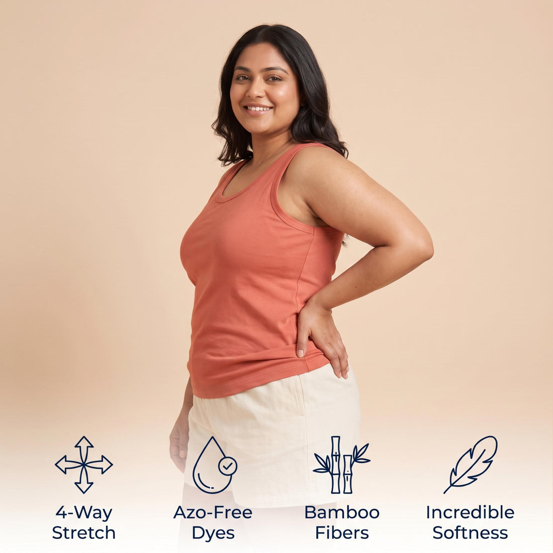 Organic Bamboo Azo free Plus Size Tank Top for Women - Pack of 2