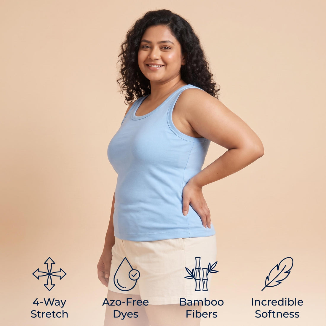 Organic Bamboo Azo free Plus Size Tank Top for Women - Pack of 2