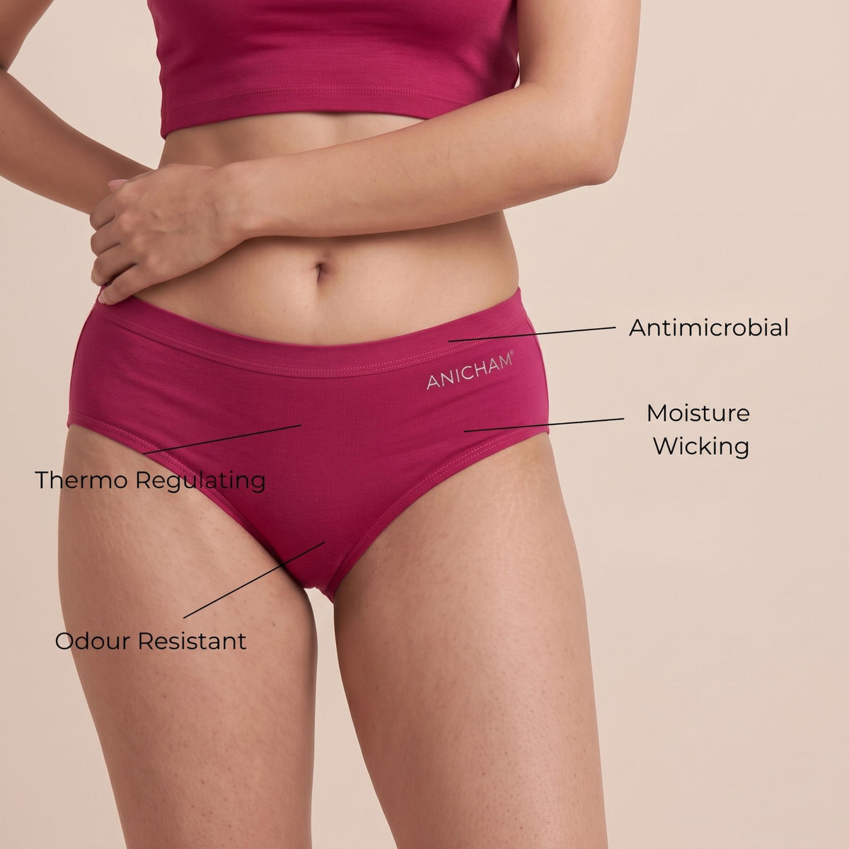 Organic Bamboo Azo free Hipster Panties for Women-pack of 3