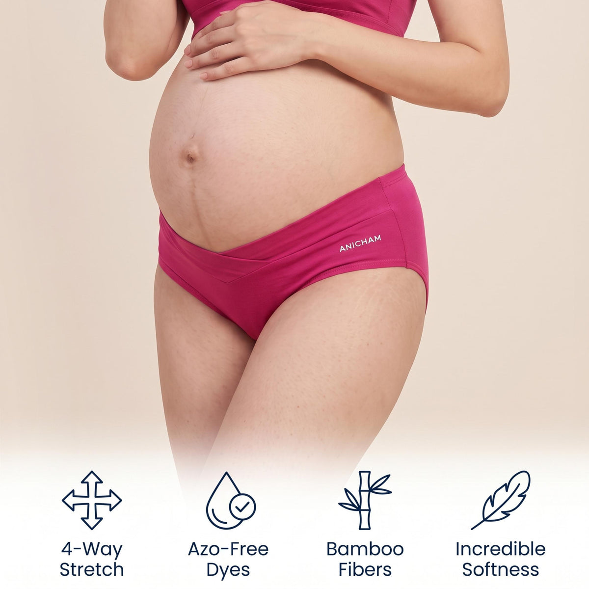 Organic Bamboo Azo free Maternity Panties for Women-pack of 3