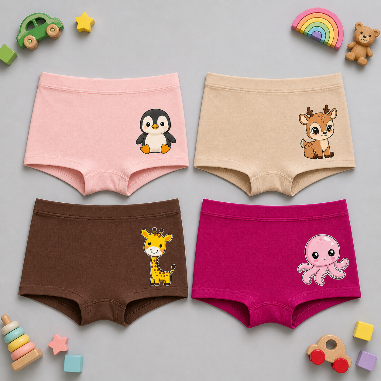 Kids Organic Bamboo Azo free Trunks-pack of 4