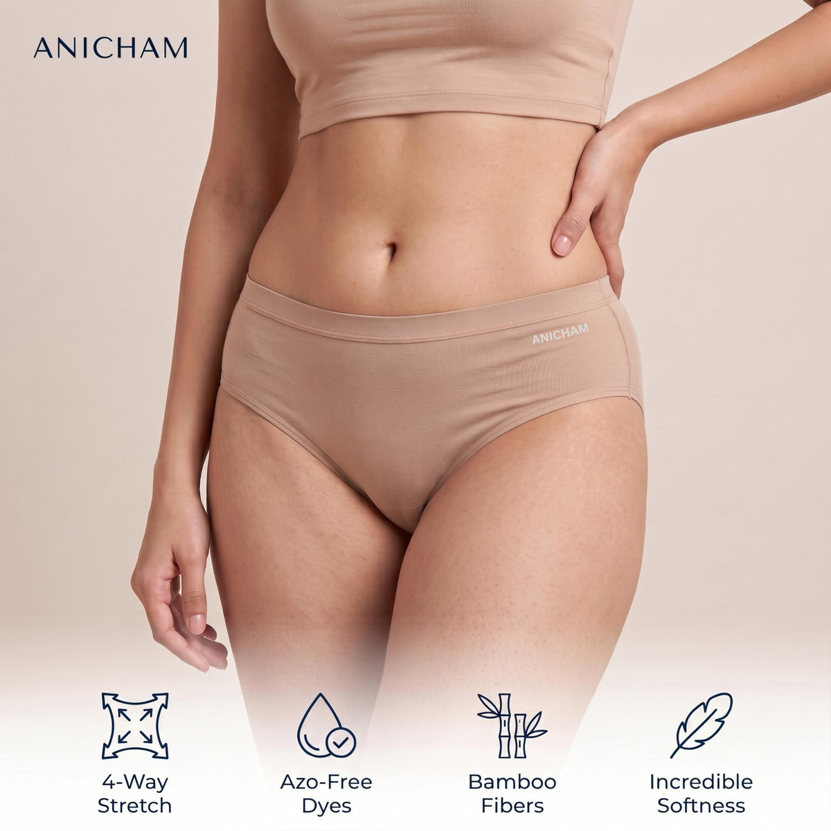 Organic Bamboo Azo free Hipster Panties for Women-pack of 3