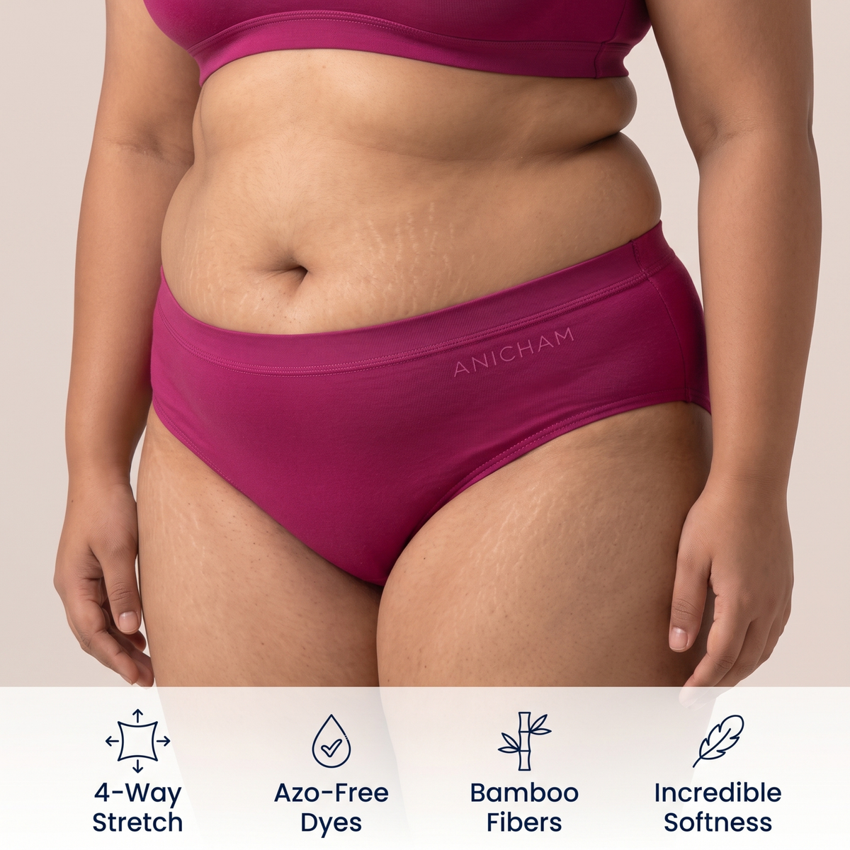 Organic Bamboo Azo free Plus Size Bikini Panties for Women-pack of 2