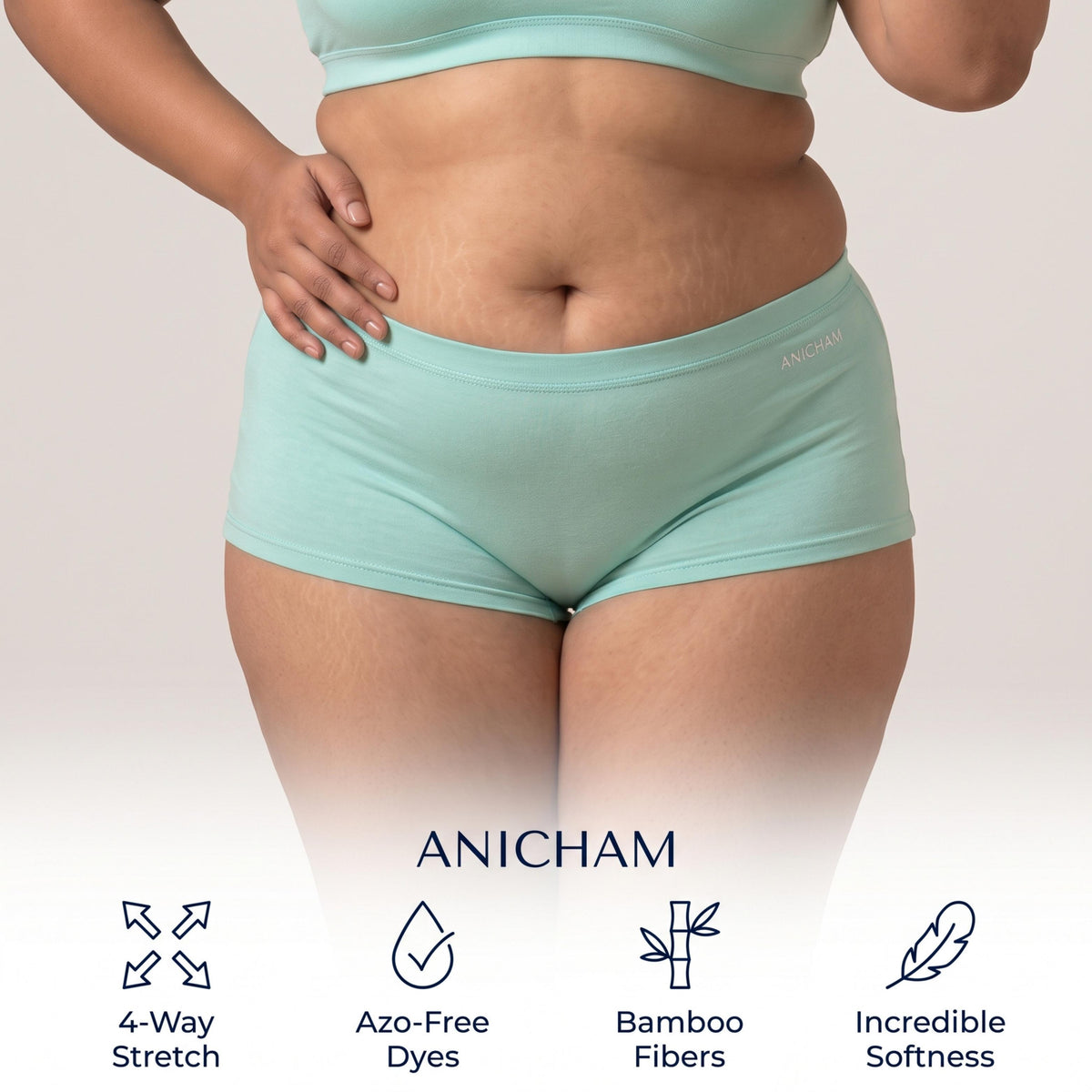 Organic Bamboo Azo free Plus Size Boy Shorts for Women-pack of 2