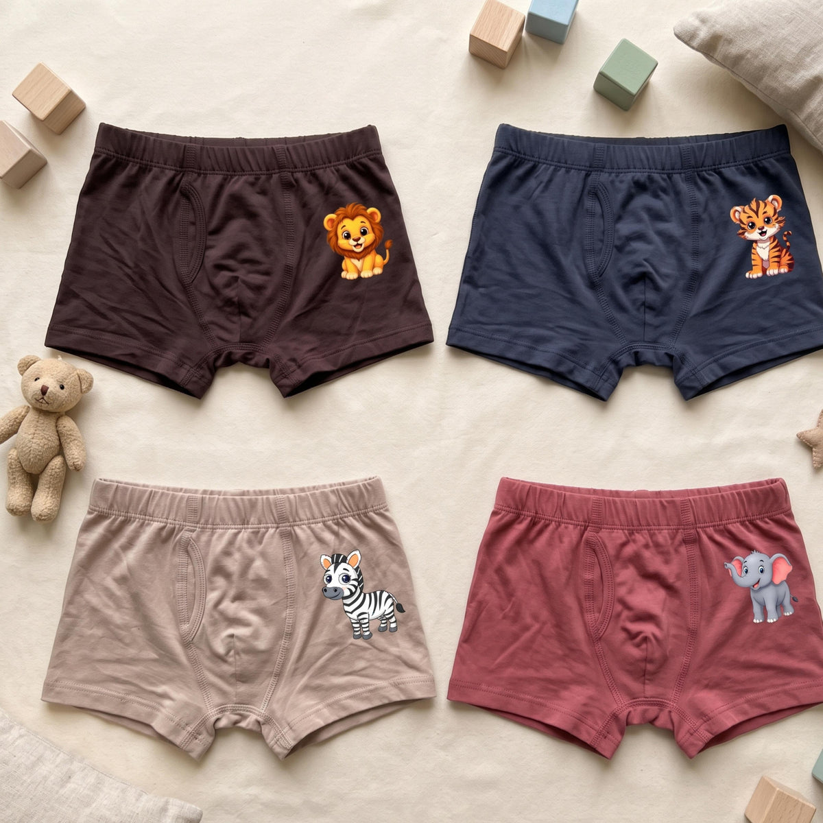 Organic Bamboo Azo free Boys Trunk - Pack of 4