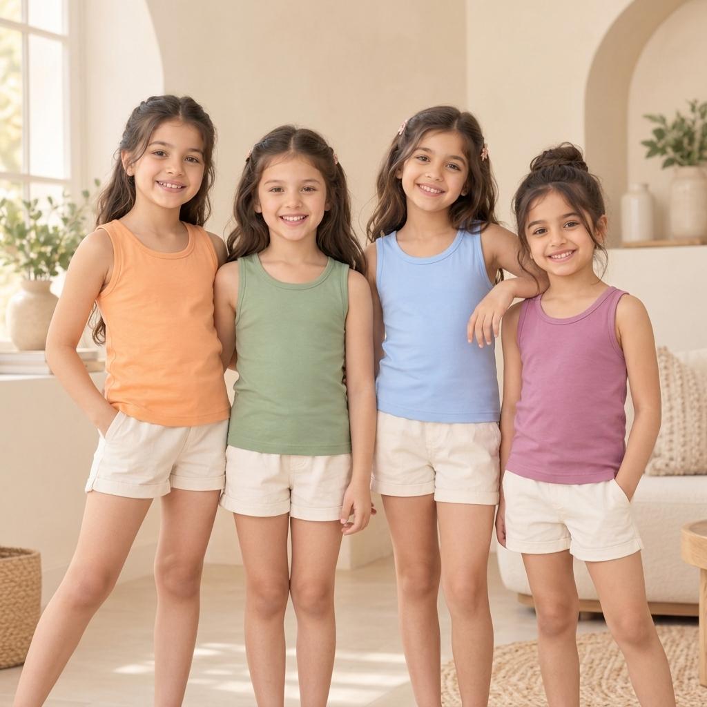 Organic Bamboo Azo free Kids Tank Top - Pack of 4