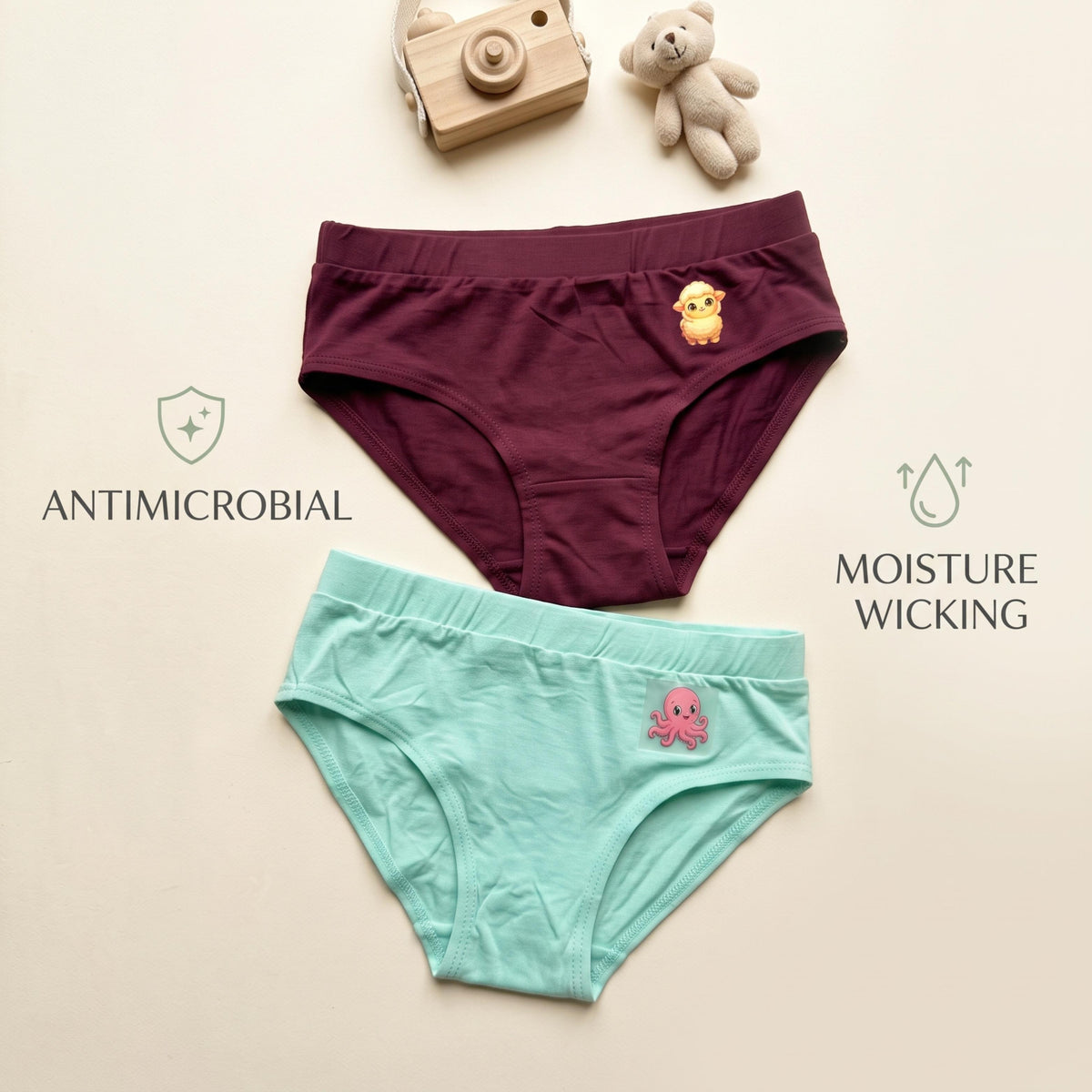 Organic Bamboo Azo free Girls Briefs - Pack of 4
