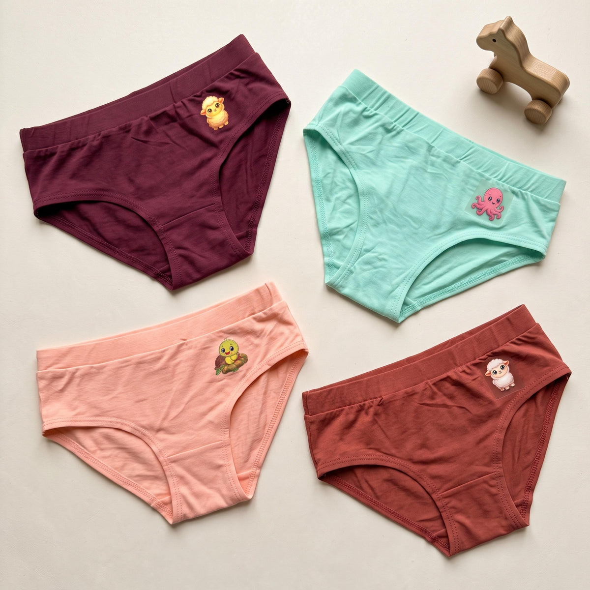 Organic Bamboo Azo free Girls Briefs - Pack of 4
