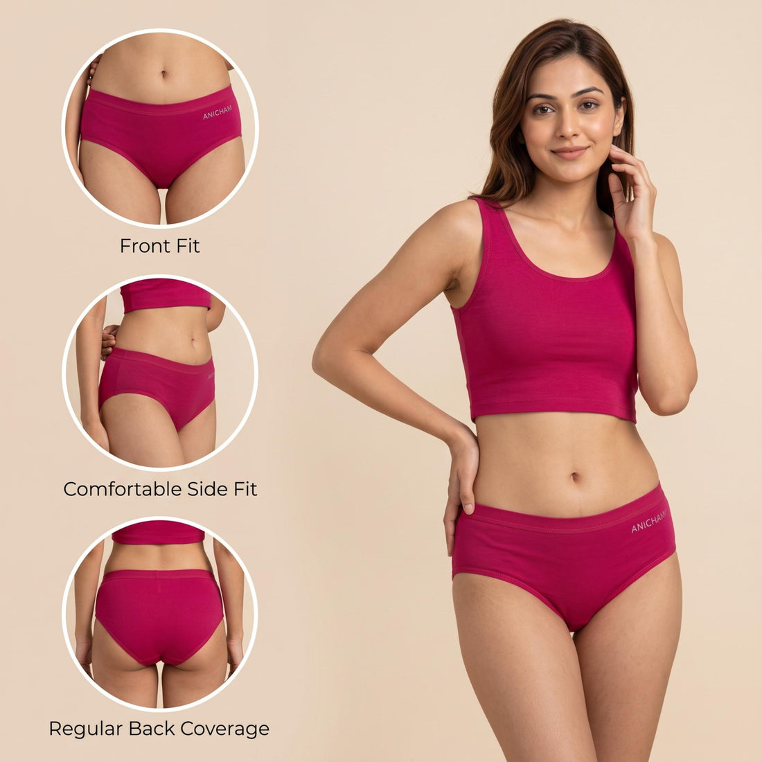 Organic Bamboo Azo free Hipster Panties for Women-pack of 3