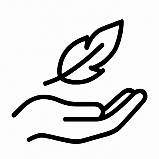 Icon of a hand holding a leaf with 'INCREDIBLY SOFT' text on a white background